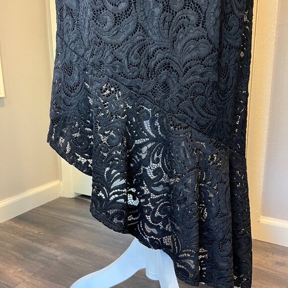 INC International Concepts Black Asymmetric Lace Sleeveless Dress, Size 4 - Picture 6 of 16